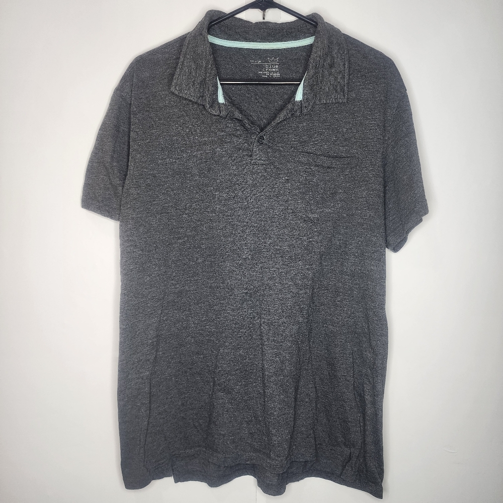 Blue Crown Men's Dark Grey Short Sleeve Shirt, Polo, XXL